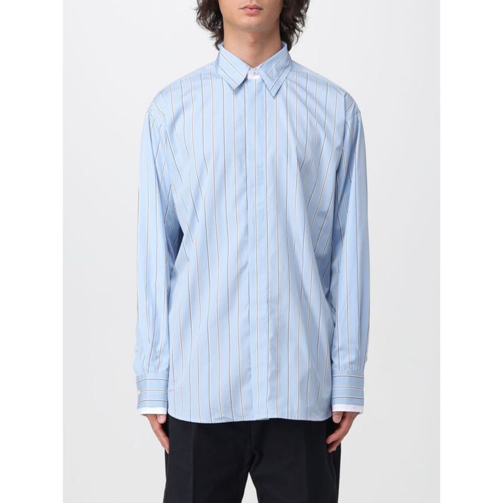 Ami Paris Men Relaxed Fit Striped Cotton Shirt Ami Paris With French Collar